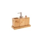 Accessoires de salle de bains en bambou distributeur de savon + pot � coton + pot + plateau, 5five
