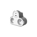 Adaptateur triplite + 2 usb jacobsen blanche 16a