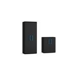 2 armoires de garage haute et basse noir et bleu l. 68 x h. 166 x p. 39 cm + basse l. 68 x h. 83 x p. ...