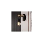 Applique murale int�rieur en m�tal noir et effet bois e27 15w l. 18, 5 x l. 6, 5 x h. 16, 5cm, goodhome ...