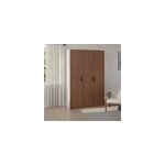 Armoire penderie 3 portes battantes effet noyer et blanc goodhome atomia h. 225 x l. 150 x p. 58 cm