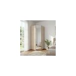 Armoire penderie d'angle effet ch�ne avec porte battante miroir goodhome atomia h. 225 x l. 100 x p. ...