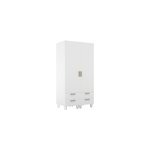 Armoire penderie blanche 4 tiroirs chambre enfant goodhome atomia h. 187, 5 x l. 50 x p. 58 cm