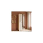 Armoire penderie effet ch�ne portes battantes miroir et effet ch�ne goodhome atomia h. 187, 5 x l. 75 ...
