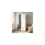Armoire penderie portes battantes miroir et tiroirs blanche goodhome atomia h. 187, 5 x l. 100 x p. 60 ...