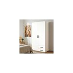 Armoire penderie portes battantes et tiroirs blanche goodhome atomia h. 187, 5 x l. 100 x p. 60 cm