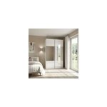 Armoire penderie portes coulissantes blanches brillantes et miroir goodhome atomia h. 225 x l. 150 x ...