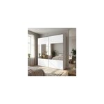Armoire penderie portes coulissantes blanches brillantes et miroir goodhome atomia h. 225 x l. 200 x ...