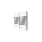 Armoire penderie portes coulissantes blanches brillantes et miroir goodhome atomia h. 225 x l. 200 x ...