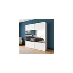 Armoire penderie portes coulissantes blanches et miroir goodhome atomia h. 225 x l. 200 x p. 63, 5 cm ...