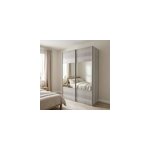 Armoire penderie portes coulissantes effet ch�ne gris� et miroir goodhome atomia h. 225 x l. 150 x p. ...