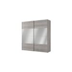 Armoire penderie portes coulissantes effet ch�ne gris� et miroir goodhome atomia h. 225 x l. 200 x p. ...