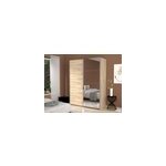 Armoire penderie portes coulissantes effet chne et miroir l. 150 x h. 200 x ep. 57 cm
