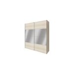 Armoire penderie portes coulissantes effet chne et miroir goodhome atomia h. 225 x l. 200 x p. 63, 5 ...