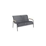 Banquette jardin 2 places fermob coolside acier gris carbone et teck l. 134 x h. 87 x p. 77 cm, rsistant ...