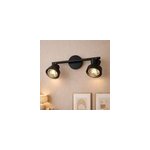 Barre de spots led 2 lampes orientables m�tal noir l. 32, 3 x 8 x h. 15, 8 cm ip20 10 w jumell banji