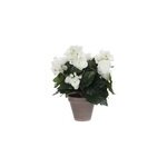 Begonia blanc artificiel �25 x h. 30 cm en pot stan gris �11, 5 cm