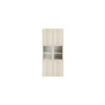 Bibliothque effet chne avec 2 portes vitres goodhome atomia h. 225 x l. 100 x p. 47 cm