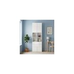 Biblioth�que semi ouverte blanche 4 portes 2 tiroirs goodhome atomia h. 225 x l. 75 x p. 37 cm