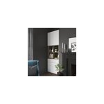 Bibliothque semi ouverte blanche et effet chne 4 portes 2 tiroirs goodhome atomia h. 225 x l. 75 x ...