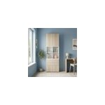 Biblioth�que semi ouverte effet ch�ne et blanche 4 portes 2 tiroirs goodhome atomia h. 225 x l. 75 x ...