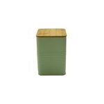 Bote en mtal ornami vert avec couvercle en bambou 1, 58 l