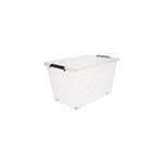 Boîte de rangement en plastique transparent avec roulettes clip n' box 60 l Boîte de rangement en plastique transparent avec roulettes clip n' box 60 l
