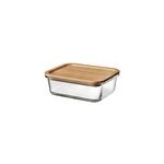 Bote rectangulaire en verre avec couvercle hermtique en bambou 0, 35 l