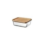 Bo�te rectangulaire en verre avec couvercle herm�tique en bambou 0, 44 l