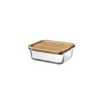 Bo�te rectangulaire en verre avec couvercle herm�tique en bambou 0, 8 l