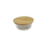 Bote ronde en verre avec couvercle hermtique en bambou 0, 34 l ornami