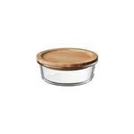 Bo�te ronde en verre avec couvercle herm�tique en bambou 0, 42 l