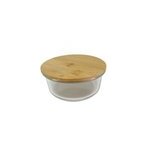 Bote ronde en verre avec couvercle hermtique en bambou 0, 59 l ornami