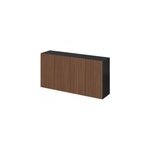 Buffet 4 portes effet noyer et noir goodhome atomia h. 75 x l. 150 x p. 35 cm Buffet 4 portes effet noyer et noir goodhome atomia h. 75 x l. 150 x p. 35 cm