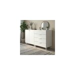 Buffet sur pieds avec portes et tiroirs blanc goodhome atomia h. 86 x l. 150 x p. 47 cm