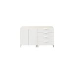 Buffet sur pieds avec portes et tiroirs effet chne et blanc goodhome atomia h. 86 x l. 150 x p. 47 cm ...