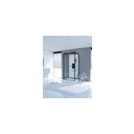 Cabine de douche l. 80 x l. 80 x h. 230 cm porte pivotante, style industriel noir & blanc, grande ouverture, ...