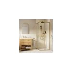Cabine de douche carr�e dor� l. 80 x l. 80 x h. 195 cm, verre transparent, goodhome ledava