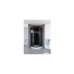 Cabine de douche circulaire noir galedo mirror 2 90 x 90 cm