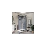 Cabine de douche l. 90 x l. 90 x h. 220 cm hydromassante, fond gris profilés chromés, traitement anticalcaire, ... Cabine de douche l. 90 x l. 90 x h. 220 cm hydromassante, fond gris profilés chromés, traitement anticalcaire, ...
