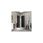 Cabine de douche 1 / 4 de cercle l. 85 x l. 85 x h. 225 cm hydromassante, chrom, montage rapide, goodhome ...