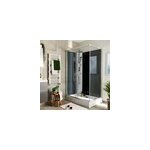Cabine de douche l. 80 x l. 120 x h. 225 cm hydromassante, grise, profils chroms, montage rapide, goodhome ...