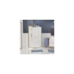 Cabine de douche 1 / 4 de cercle l. 90 x l. 90 x h. 200 cm fond blanc et profil�s dor� bross�, porte ...