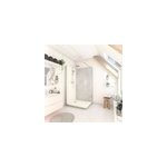 Cabine de douche  l italienne l. 80 x l. 120 x h. 218 cm effet marbre gris, receveur de plain - pied, ...