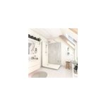 Cabine de douche  l italienne l. 80 x l. 140 x h. 218 cm effet marbre gris, receveur de plain - pied, ...
