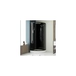 Cabine de douche 1 / 4 de cercle l. 95 x l. 95 x h. 215 cm hydromassante connecte, bluetooth, noir & ...