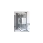 Cabine de douche l. 80 x l. 110 x h. 215 cm structure gris métal, sérigraphie 3 bandes, porte coulissante, ... Cabine de douche l. 80 x l. 110 x h. 215 cm structure gris métal, sérigraphie 3 bandes, porte coulissante, ...