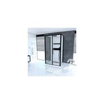 Cabine de douche l. 90 x l. 115 x h. 215 cm caniveau noir mat, style industriel noir & blanc, galedo ...