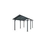 Carport en aluminium et toiture panneaux en acier double pente � levant � klikstrom gris anthracite 3. ...