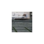Carrelage sol ext�rieur en gr�s c�rame �maill� effet pierre anthracite l. 60 x l. 60 x �p. 2 cm pietra ...
